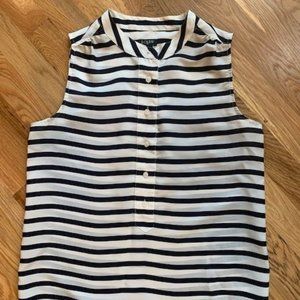 J. CREW Popover Sleeveless Blouse Navy Stripe size 2